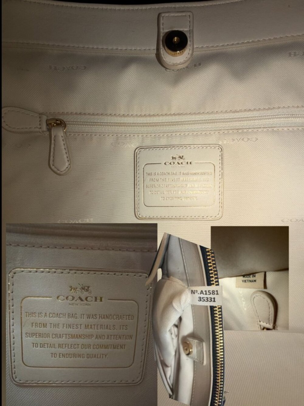 Coach Crosby Carryall 35331 Navy Chalk Colorblock Leather Satchel Gold-tone - Picture 12 of 14